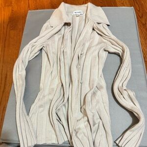 Missguided + Cream Cardigan Sweater Open Front Long Sleeve